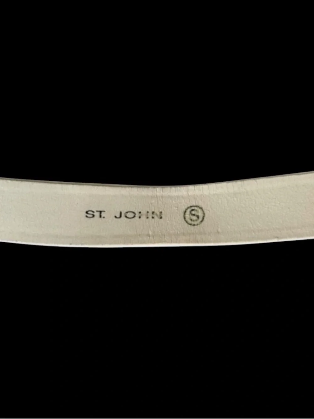 St. John Vintage White Wide Leather Belt w/Gold & Silver Crystal Oval Buckle